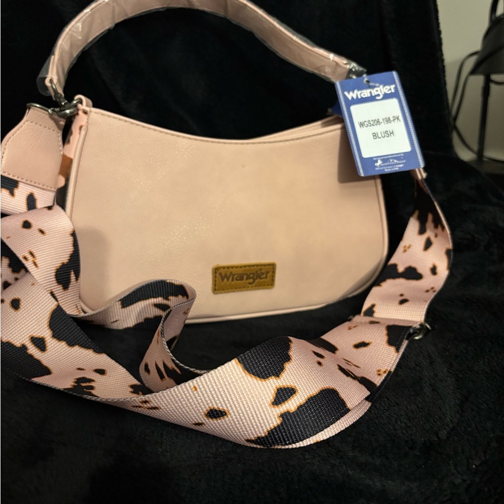 Wrangler Blush Shoulder Bag with Patterned Strap